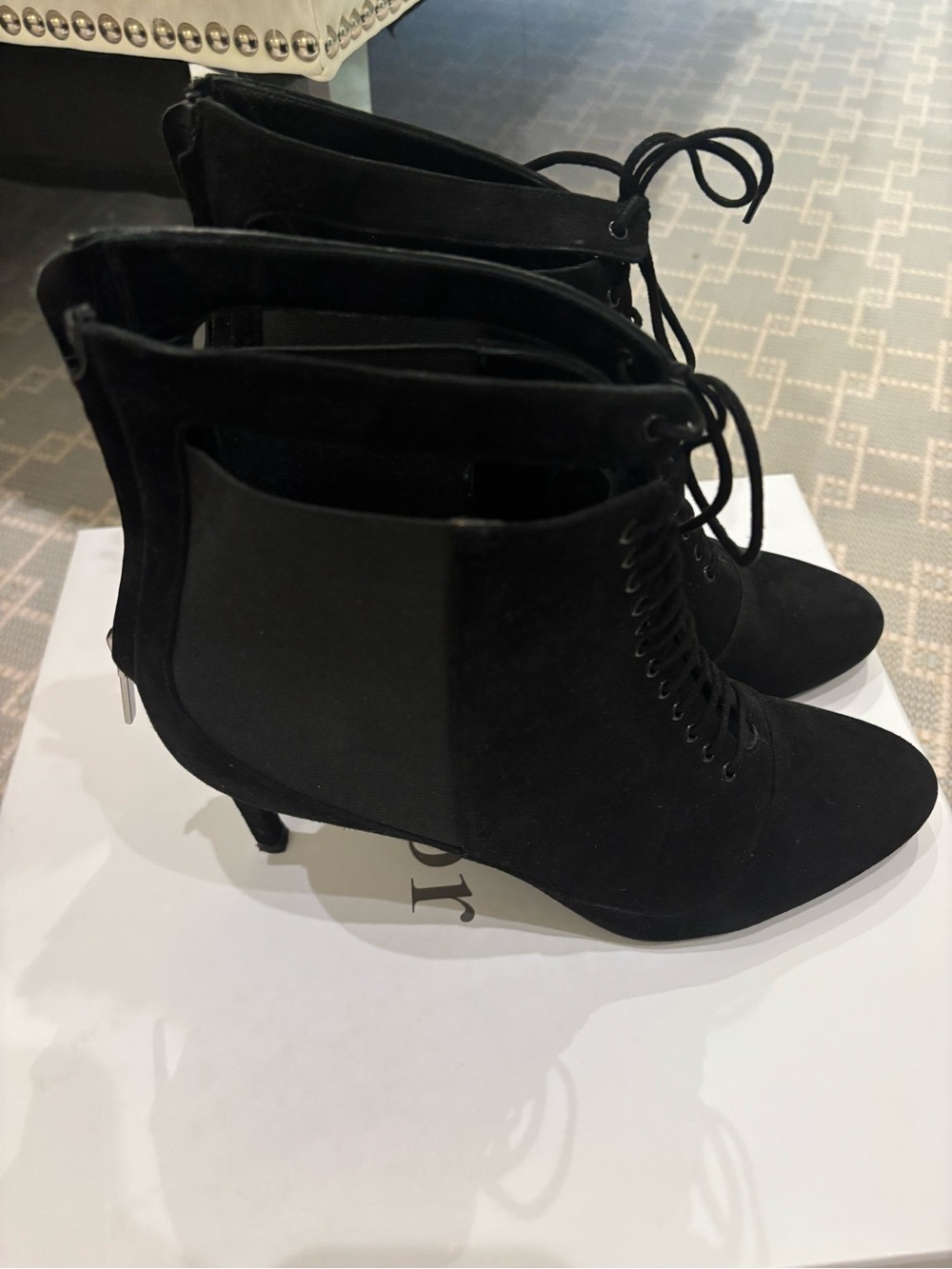 Dior Black Lace-Up Suede Ankle Boots